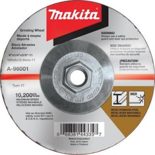 Makita 6 in. x 1/4 in. x 5/8 in. 36 Grit INOX Grinding Wheel A 96001