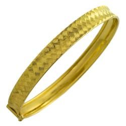 Fremada 14k Yellow Gold Diamond cut Basket Weave Bangle Bracelet