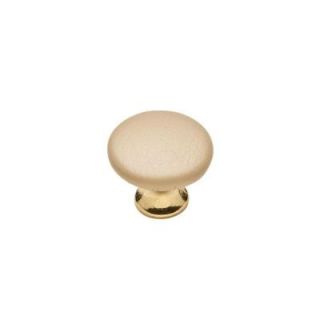 Knobware Tan Sta Keeln Faux Leather Covered 1 1/8 in. Burnished Brass/Tan Cabinet Knob C3389/1 1 8IN/BB/STA KLEEN TAN