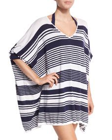Tommy Bahama Oversized Stripe Coverup Sweater, Mare/White