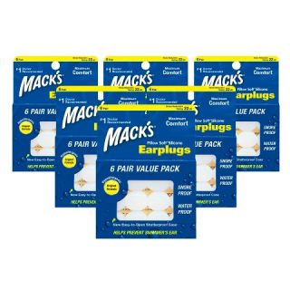 Macks Pillow Soft Adult Silicone Earplugs   6 Pack (36 Count each