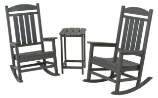 POLYWOOD® Presidential 3 pc. Recycled Plastic Rocker Set with Tall Side Table   Outdoor Rocking Chairs