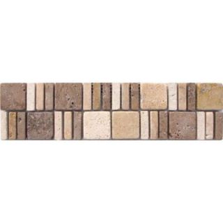 MS International Mixed Travertine Border 3 in. x 12 in. Floor and Wall Tile BOR MIXTR3X12T