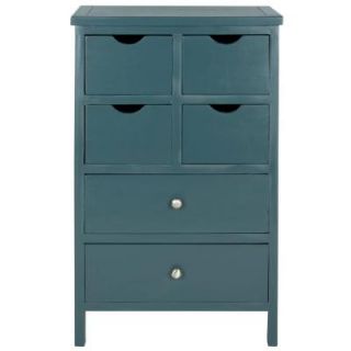 Safavieh Lilly Lingerie 35.2 in. x 21.3 in. 6 Drawer Chest in Navy AMH6583C