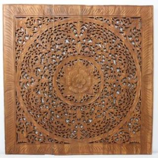 Hand carved Recycled Teak Lotus Wall Panel (Thailand)