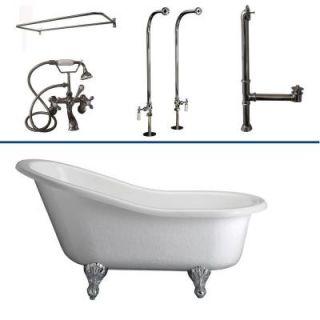 Barclay Products 5 ft. Acrylic Ball and Claw Feet Slipper Tub in White with Polished Chrome Accessories TKATS60 WCP6