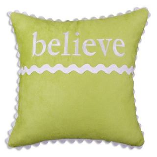 Brite Ideas Living Passion Suede Lime Believe Embroidered Throw Pillow