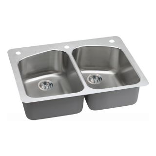 Polaris Sinks PR3501US Offset Double Bowl Stainless Steel Kitchen Sink