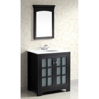 Louisiana Black 30 inch Bath Vanity with 2 Doors and White Marble Top