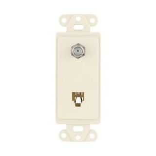 Cooper Wiring Devices 1 Gang Decorator Combination Telephone Jack   Light Almond 3562LA