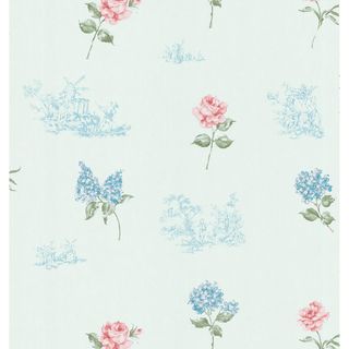 Brewster Home Fashions Light Blue Floral Toile Wallpaper  