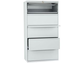 HON 885LQ 800 Series Five Drawer Lateral File, Roll Out/Posting Shelves, 36w x 67h, Lt Gra