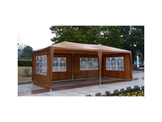 Outsunny 10' x 20' Gazebo Canopy Party Tent w/ 4 Removable Window Walls   Coffee Brown
