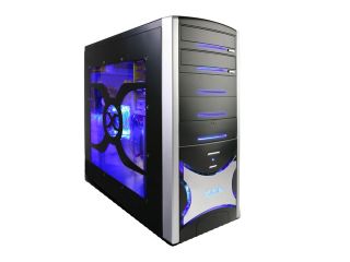XION Solaris XON 404 Black with Blue LED Light Steel ATX Mid Tower Computer Case 450W Power Supply