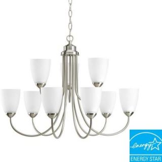 Progress Lighting Gather Collection 9 Light Brushed Nickel Chandelier P4627 09EBWB