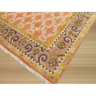 Hand Knotted Orange Area Rug by Eastern Rugs