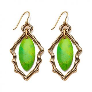Studio Barse Lime Green Turquoise Textured Bronze Drop Earrings   7368027