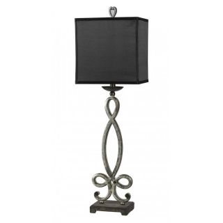 Axis 33.5 in 3 Way Silver Indoor Table Lamp with Fabric Shade
