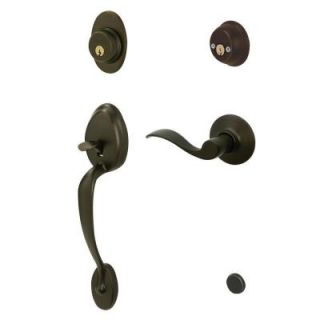 Schlage Plymouth Double Cylinder Oil Rubbed Bronze Right Hand Handleset with Accent Interior Lever F62 PLY 613 ACC RH