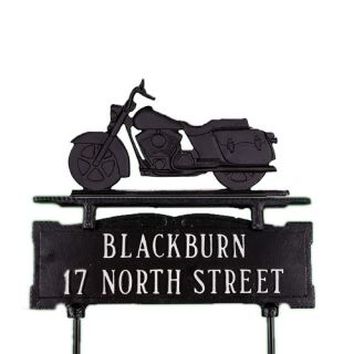 Montague Metal Products Two Line Lawn Address Sign with Motorcycle