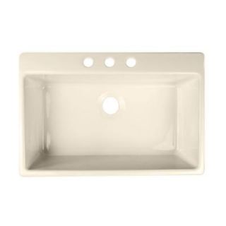 Lyons Industries Essence Top Mount Acrylic 33x22x9 in. 3 Hole Single Bowl Kitchen Sink in Biscuit DKS09ES3 3.5