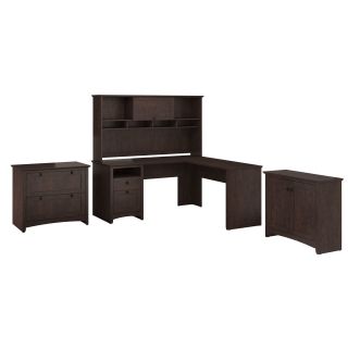 Buena Vista Corner Desk with Hutch, Lateral File & Storage Cabinet by