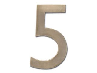 Architectural Mailboxes 3582AB Number 5 Solid Cast Brass 4 inch Floating House Number Antique Brass "5"
