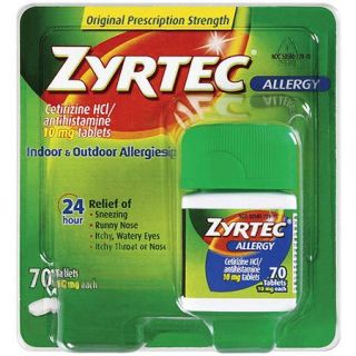 Zyrtec Allergy 24 Hour Tablets, 70ct