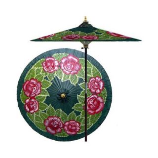Oriental Furniture Round Summer Roses Patio Umbrella (Common 76 in; Actual 76 in)