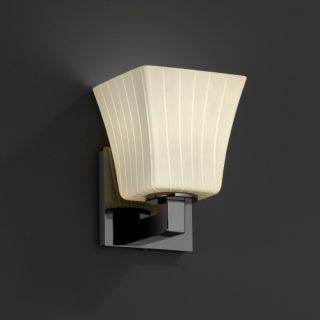 Justice Design Group FSN 8921   Modular 1 Light Wall Sconce   Square Flared Shade   Black Nickel with Ribbon Shade   Wall Sconces