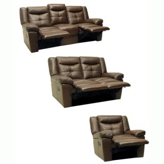 Taylor Brown Leather Reclining Sofa, Loveseat and Glider/Recliner