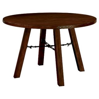 Industrial Detailed Round Dining Table   Dark Oak