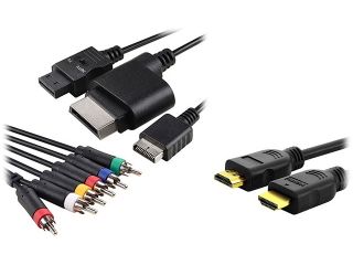 Insten 1926501 4 in 1 Audio Video Cable + High Speed HDMI Cable M/M For Microsoft Xbox 360 Slim / Sony PS2 PS3