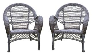 Jeco Santa Maria Wicker Patio Chairs with Optional Cushion   Set of 2   Outdoor Lounge Chairs