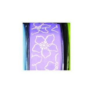 Purple Cherry Blossom Print Taffeta Wired Craft Ribbon 1.5" x 27 Yards
