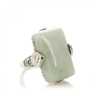 Jade of Yesteryear Rectangular Jade and Gem Sterling Silver Ring   7989787