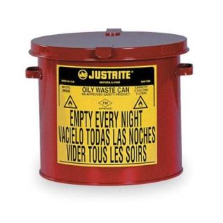 JUSTRITE 09200 Countertop Oily Waste Can, 2 Gal., Red