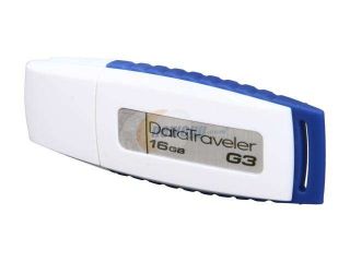 Kingston DataTraveler G3 16GB USB 2.0 Flash Drive (White & Blue) Model DTIG3/16GBZ