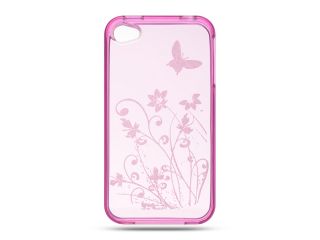 Apple iPhone 4S/iPhone 4 Hot Pink Flower Design Crystal Skin