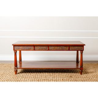 ABBYSON LIVING Jenkins Antiqued Burgundy Rust Wood Coffee Table