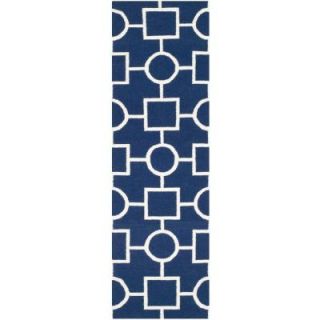 Safavieh Dhurries Navy / Ivory 2 ft. 5 in. x 8 ft. Runner DHU639D 28