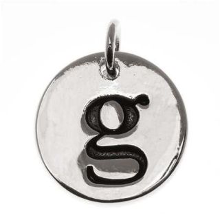 Lead Free Pewter, Round Alphabet Charm Lowercase Letter 'g' 13mm, 1 Piece, Silver Plated