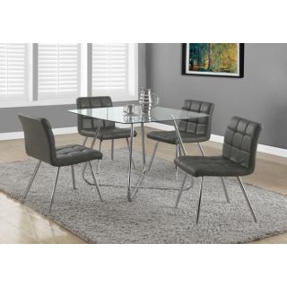 Grey Faux Leather Chrome Metal Dining Chairs (Set of 2)