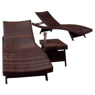 Christopher Knight Home 3 piece Wicker Patio Adjustable Chaise Lounge
