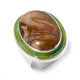 Jay King Petrified Wood and Lemon Lime Turquoise Sterling Silver Ring   7604796