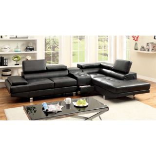 Furniture of America Kemzy 2 piece Bonded Leather Sectional Bluetooth