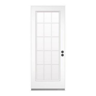 36 in. x 80 in. 15 Lite Primed Premium Steel Prehung Front Door THDJW166500470