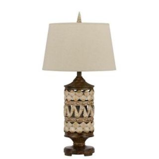 CAL Lighting 31 in. Pearl White/Earth Seashell Table Lamp BO 2477TB