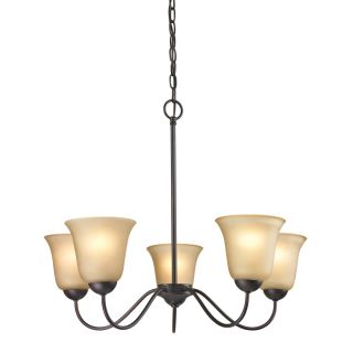 Westmore Lighting Ashland 26 in 5 Light Oil Rubbed Bronze Tinted Glass Standard Chandelier