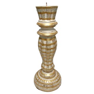 Gold Wash Wooden Candlestick (Indonesia)  ™ Shopping